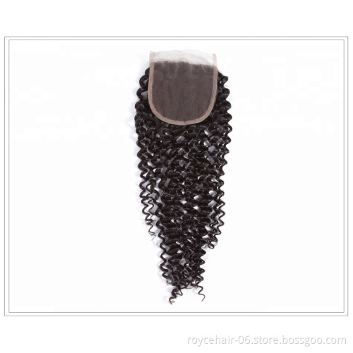 Royce Remy Hair Kinky curly Human Hair Closure 4x4 Pre Plucked With Baby Hair Bleached